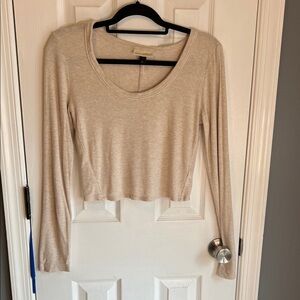 Universal Thread Beige Long Sleeve Scoop Crop Top